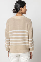 Load image into Gallery viewer, Lilla P  Textured Stripe Polo Sweater
