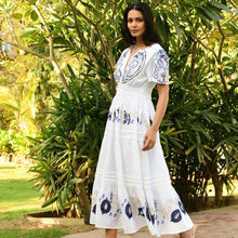 Load image into Gallery viewer, Azure and Indigo White Paradise Maxi Dress
