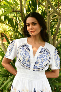 Azure and Indigo White Paradise Maxi Dress