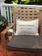 Load image into Gallery viewer, Martha’s Vineyard Coordinates Pillow
